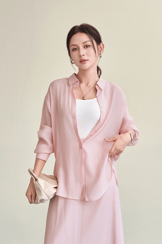 Áo sơ mi dáng rộng đuôi tôm - V61H26H023