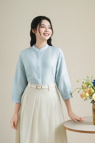 Áo sơ mi cổ tàu tay lỡ - V61H26Q005