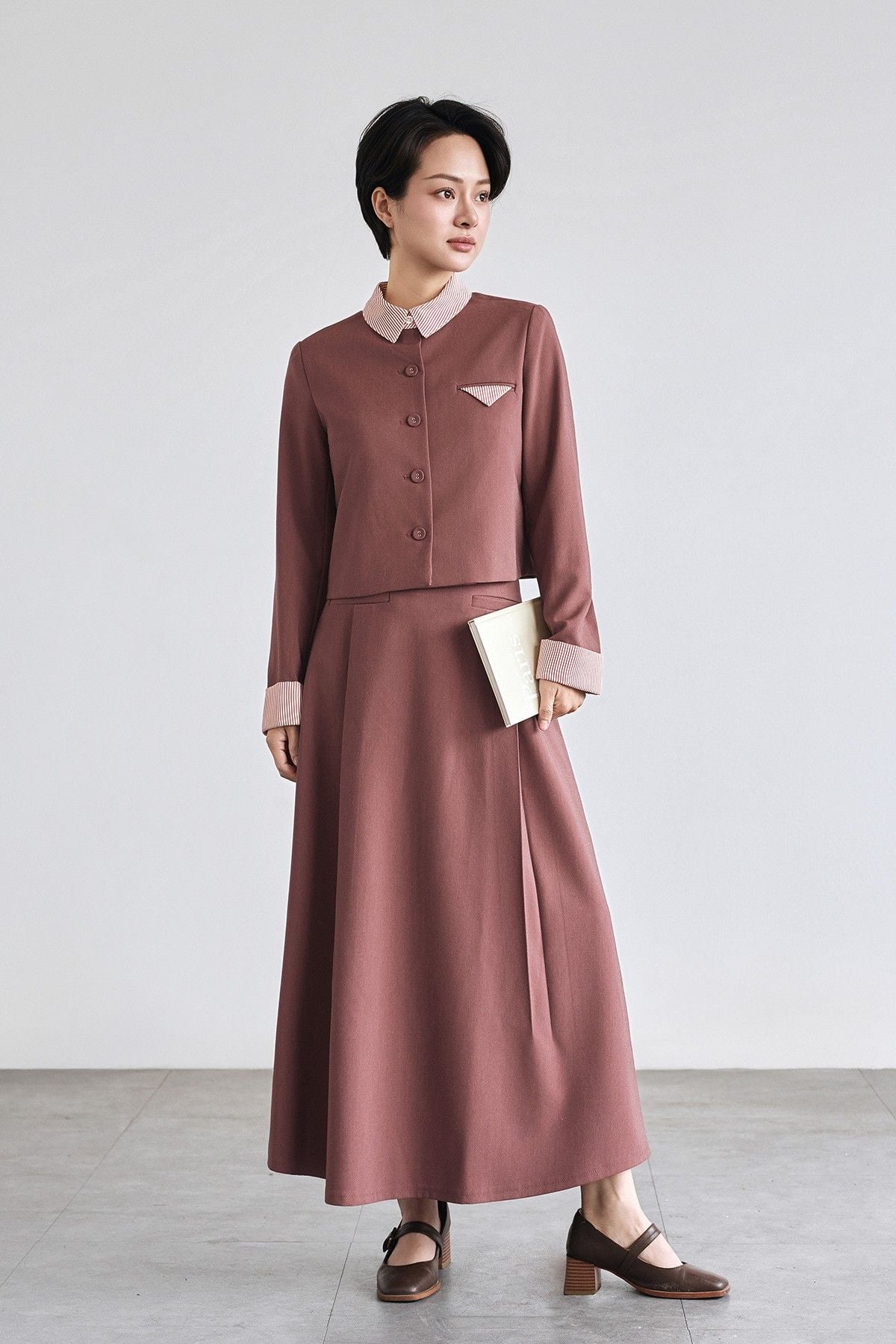 Chân váy dáng xoè ly bung; cơi giả - V62L25T003