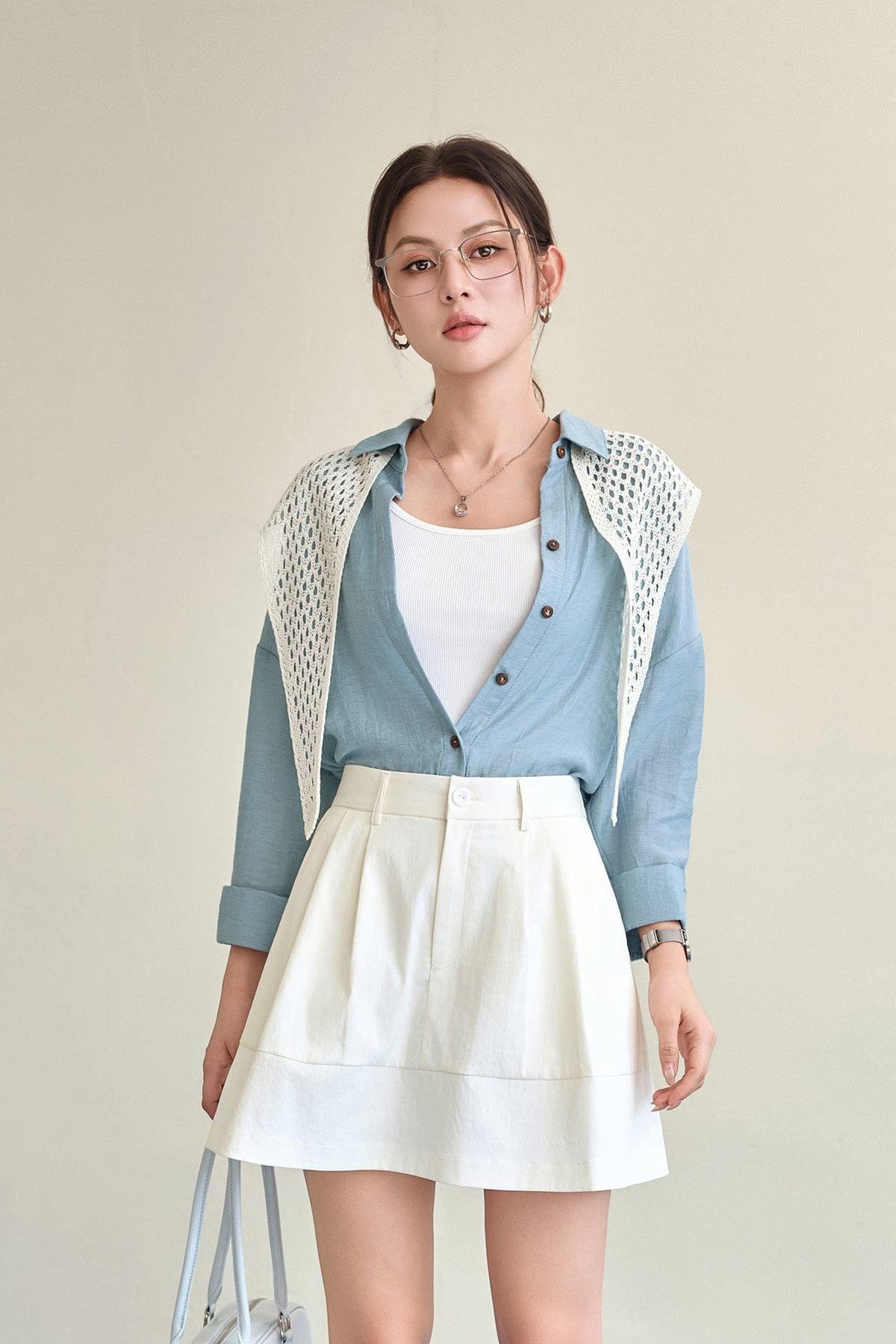 Chân váy xòe can gấu túi chéo - V62L26H014