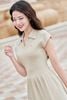 Đầm polo dệt kim dáng dài cổ xẻ V đính logo - V63M25Q006