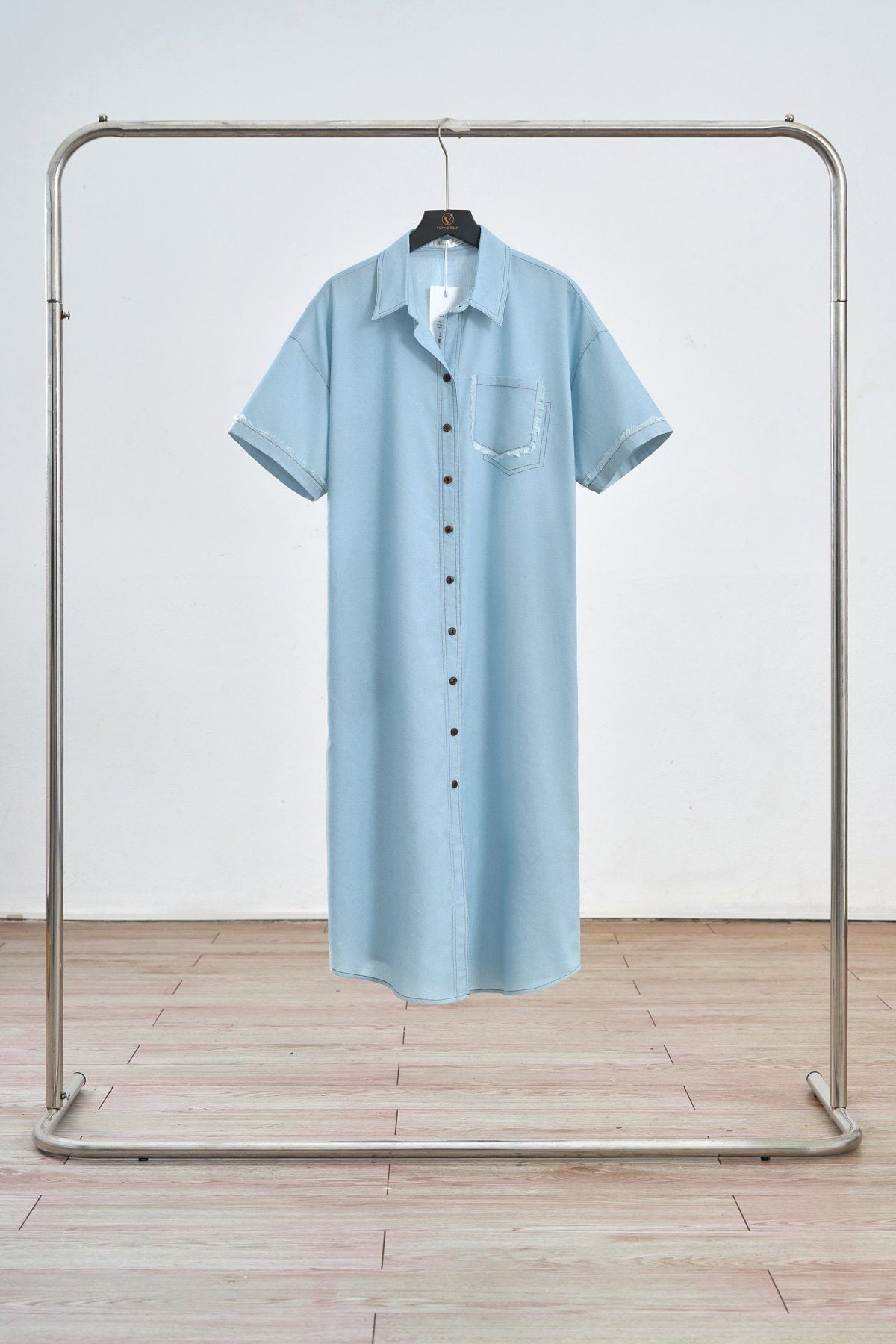 Đầm bò dài túi ốp diễu chỉ - V63T25H033