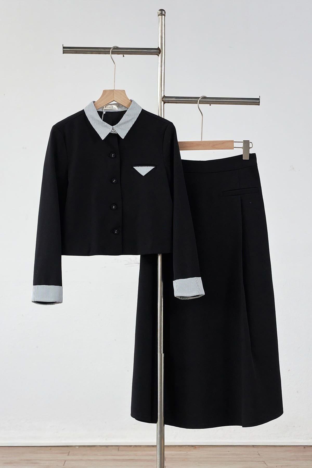 Áo dài tay phối măng sét; cổ đức túi 1 cơi - V65B25T007