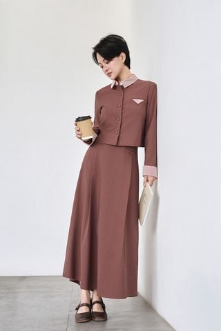 Áo dài tay phối măng sét; cổ đức túi 1 cơi - V65B26Q002