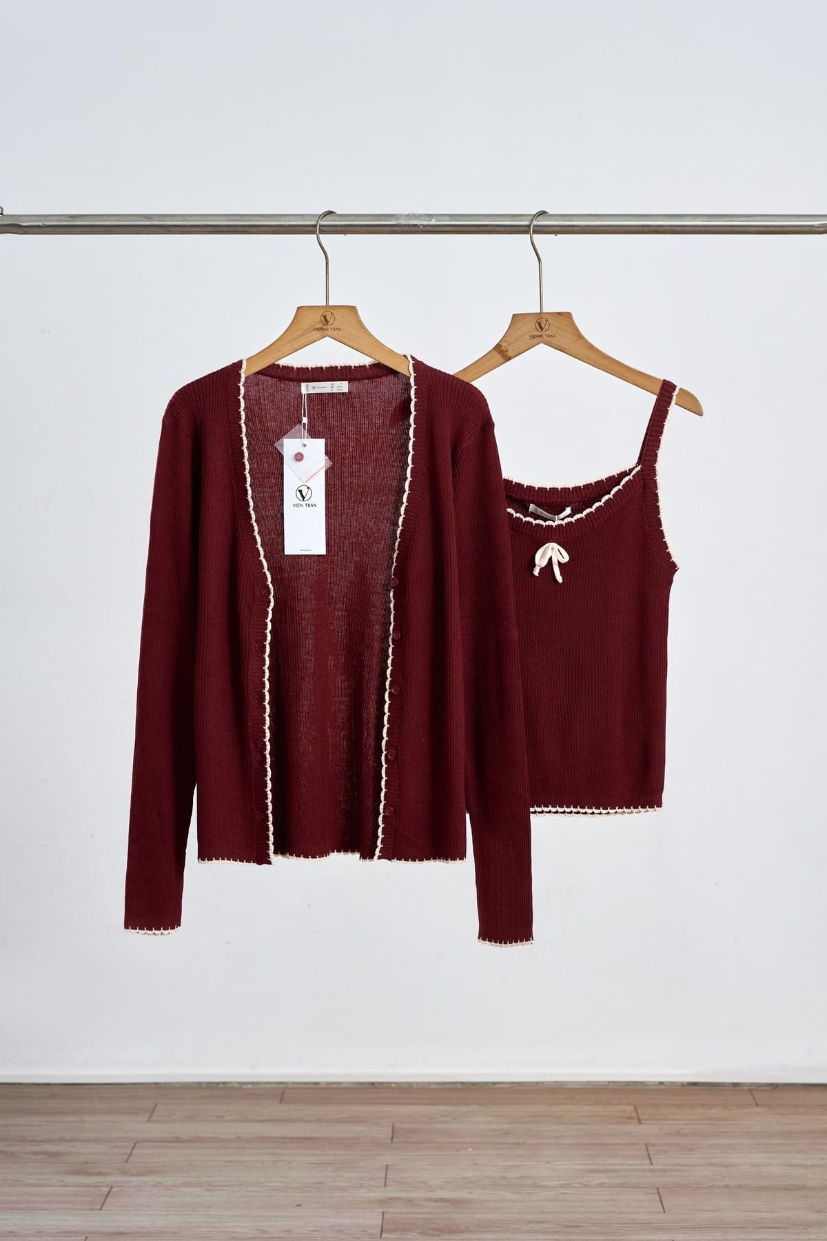 Áo cardigan len phối viền - V65C25T002 ( chưa kèm 2 dây )