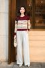 Áo len cardigan kẻ thêu ngực - V65C25T003
