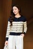 Áo len cardigan kẻ thêu ngực - V65C25T003