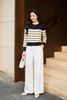 Áo len cardigan kẻ thêu ngực - V65C25T003