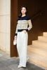 Áo len cardigan kẻ thêu ngực - V65C25T003