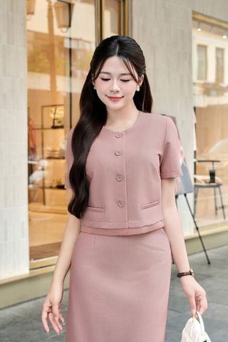 Áo tay ngắn cổ tròn phối gấu - V65D25H001