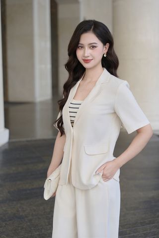 Áo đờ mi cổ 2 ve tay tay ngắn - V65D25Q015