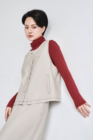 Áo gile diễu chỉ đóng cúc - V65G25T004