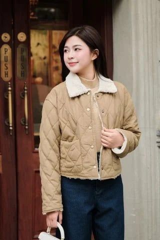 Áo phao cổ lông 2 túi ốp - V65P25T008
