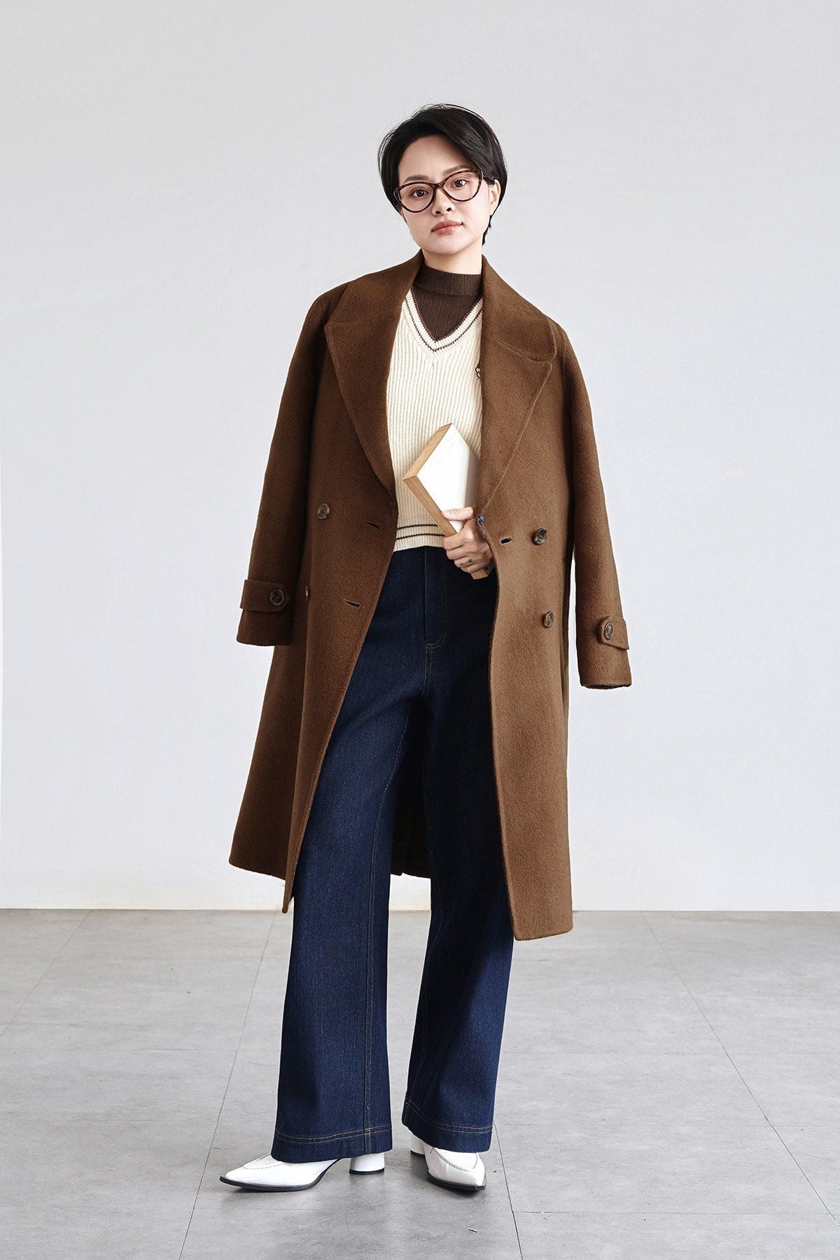 Áo dạ khâu tay cổ 2 ve - V65W25T019