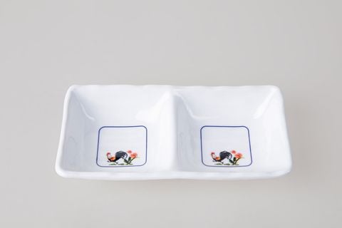 Chén Chấm 2 Ngăn C127 Hoa Văn Con Gà Trống V314 Horeca