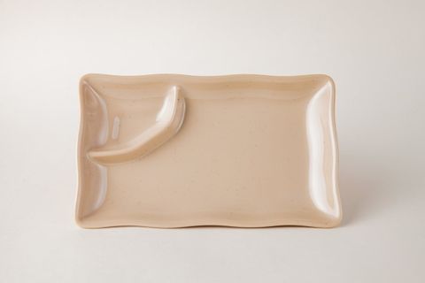 Dĩa Chữ Nhật Có Ngăn Nước Chấm DTC106 Màu Nâu