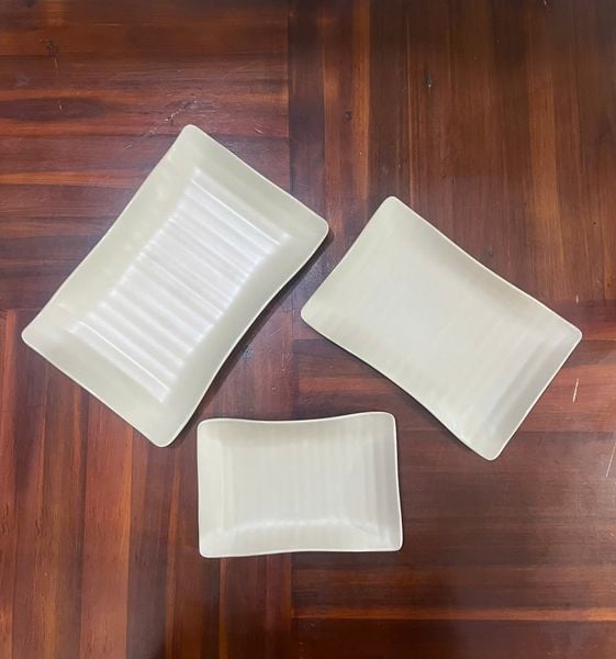 Dĩa Chữ Nhật Nhám Nâu 2 Màu