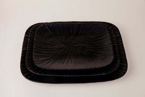 Dĩa Chữ Nhật Vân Đá Đen Nhám Fataco