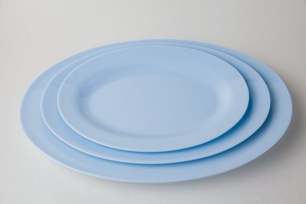 Dĩa Oval Vân Đá Blue Pastel