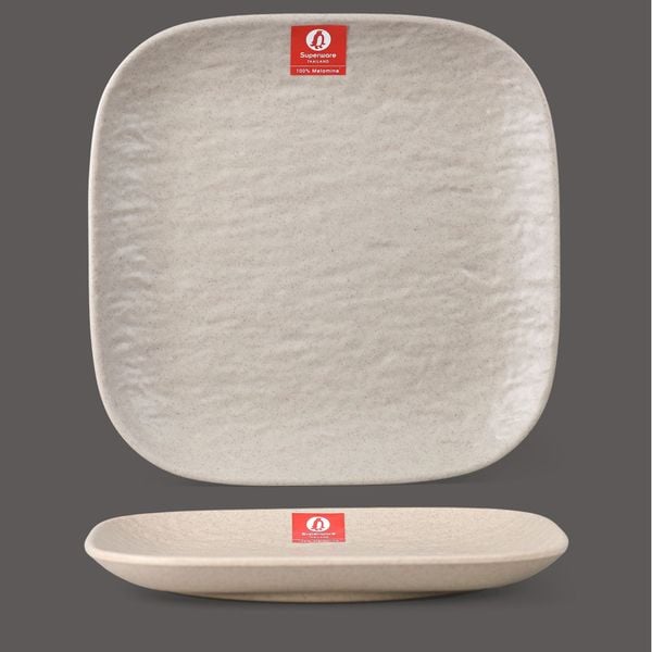 Dĩa Vuông Nhám Vân Đá Light Brown