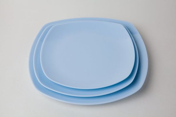 Dĩa Vuông Vân Đá Blue Pastel