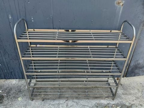 Kệ Giày Dép Inox Hộp Vuông 5 Tầng Ngang 1m Không Hàng Rào