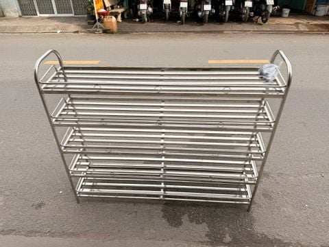 Kệ Giày Dép Inox Hộp Vuông 5 Tầng Ngang 1m2