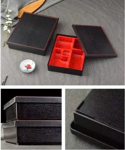 Khay Cơm Phần – Khay Bento Màu Đỏ Đen