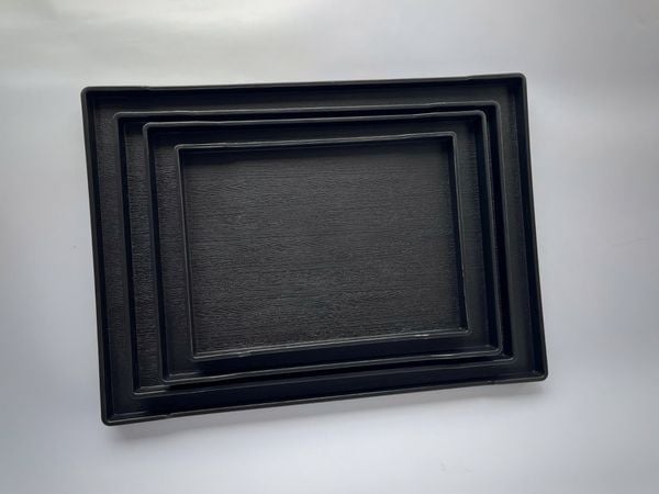 Khay Nhựa Màu Đen Vân Gỗ