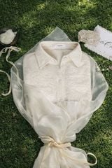 Bella Shirt - Sơmi ren hoa cổ đức phối lụa