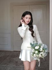 Bella Shirt - Sơmi ren hoa cổ đức phối lụa