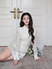 Bella Shirt - Sơmi ren hoa cổ đức phối lụa