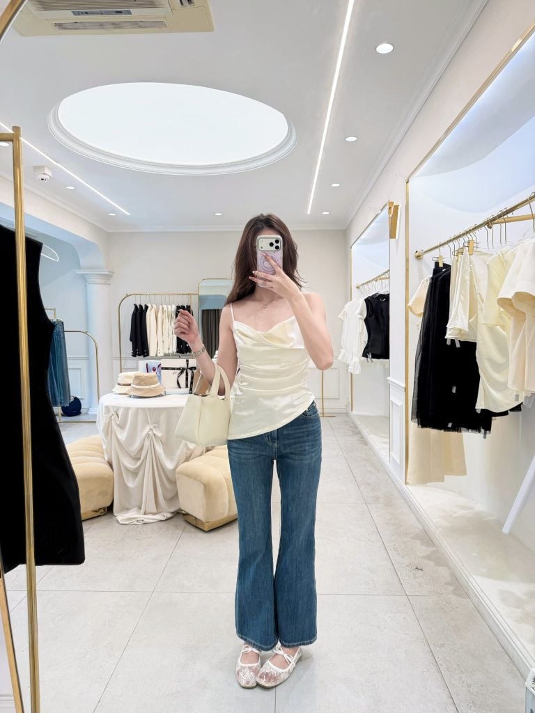 Celeste Cami - Áo 2 dây lụa cổ đổ