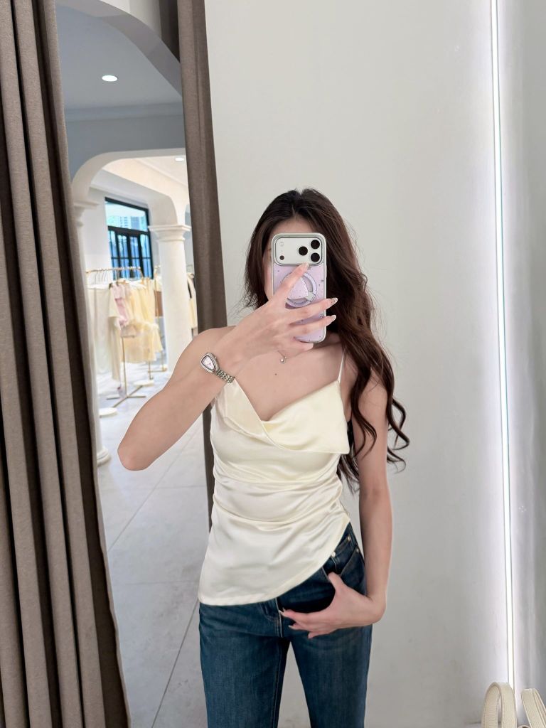 Celeste Cami - Áo 2 dây lụa cổ đổ