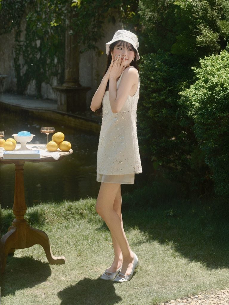 Ceri Dress - Váy đính kim sa phối voan