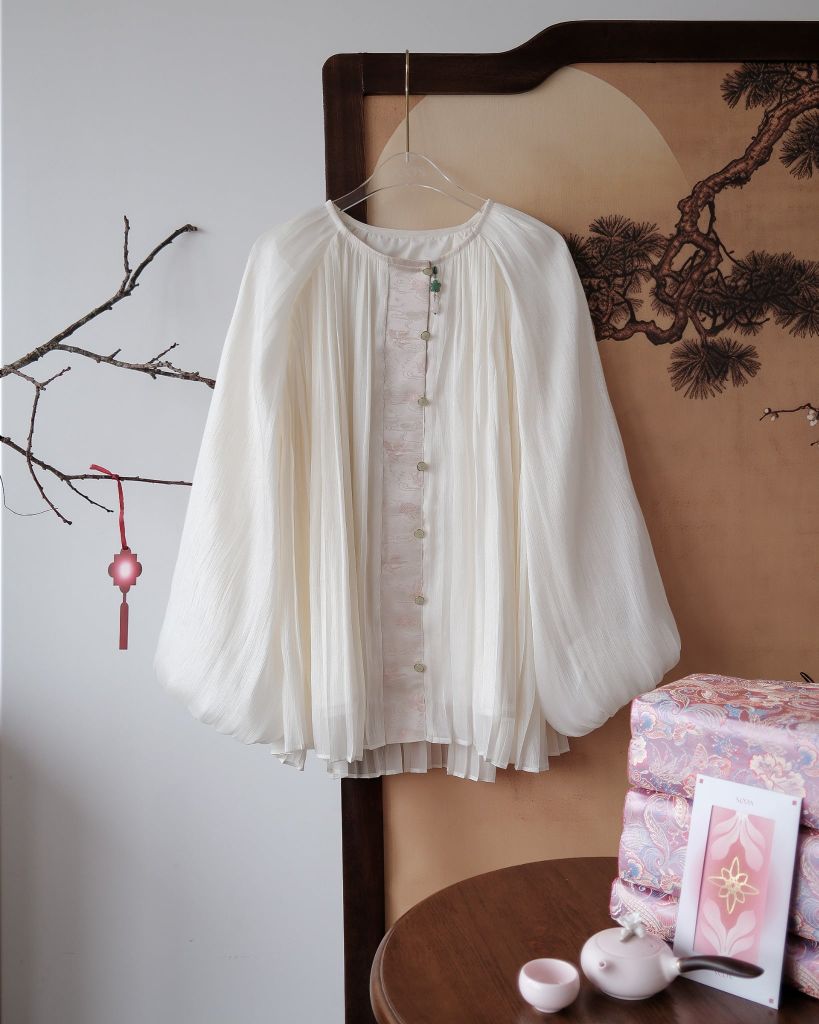 Tịnh Yên - Áo tơ xếp ly phối gấm