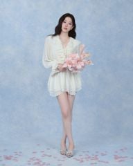 Flore Dress - Váy chiffon nhún eo cổ V bèo