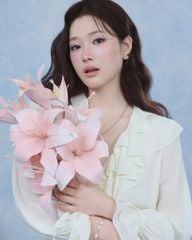 Flore Dress - Váy chiffon nhún eo cổ V bèo