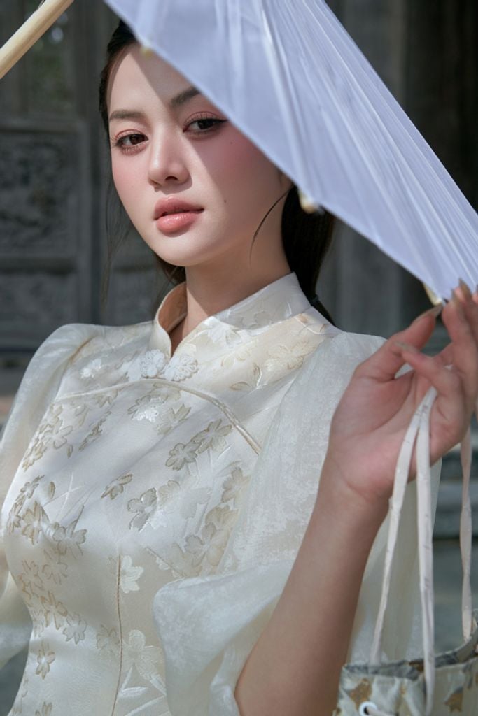 Hải Đường - Áo gấm chiết eo tay bồng