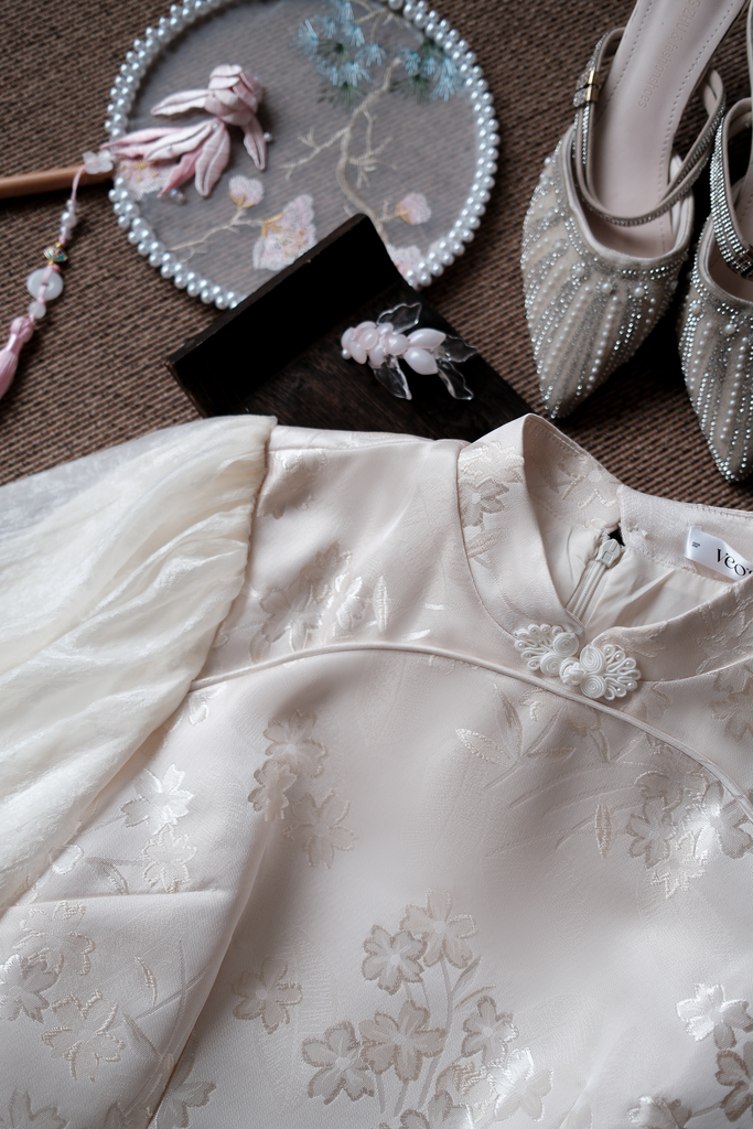 Hải Đường - Áo gấm chiết eo tay bồng