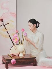 Hải Đường - Áo gấm chiết eo tay bồng