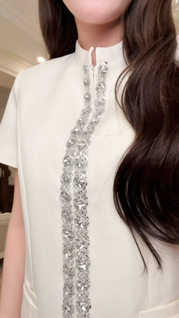 Posey Top - Áo ngắn tay nẹp đá