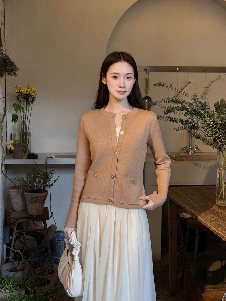 Elly Cardigan - Áo cardigan dáng đính khuy kim loại