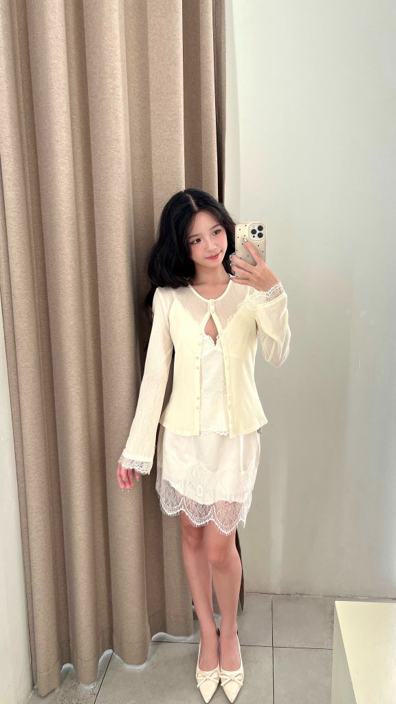 Cecilia Skirt - Chân váy lụa phối ren