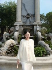 Tịnh Yên - Áo tơ xếp ly phối gấm