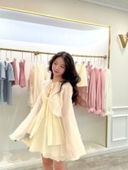 Mae Dress - Set váy kèm áo choàng tơ xếp ly
