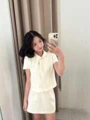 Danny Top - Áo kiểu nữ ngắn tay cổ sam ngọc trai