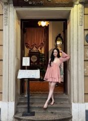 Mae Dress - Set váy kèm áo choàng tơ xếp ly