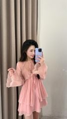 Mae Dress - Set váy kèm áo choàng tơ xếp ly