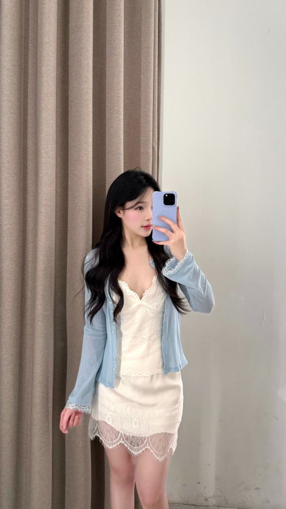Cecilia Skirt - Chân váy lụa phối ren